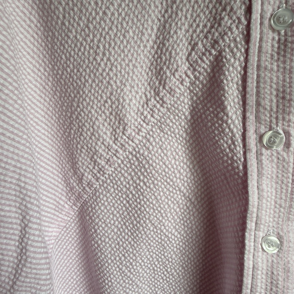 Finley Seersucker Classic Pink Blouse Shirt Open Neck‎ Womens Small Long Sleeve - Picture 5 of 9